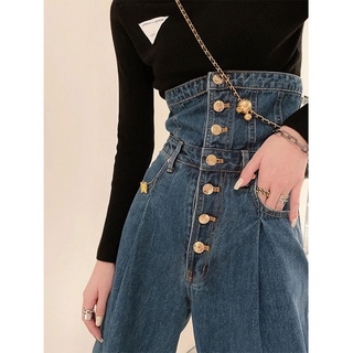 💥Hot Selling🍀·Straight jeans womens 2022 large size Loose and Thin High Waist Wide Leg pants Design Sense กางเกงถูพื้น