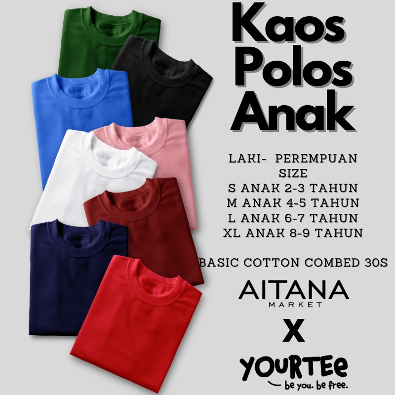 KATUN Aitana - เสื้อยืดสีพื้นสําหรับเด็กอายุ 2-8 ปีทําจากผ้าฝ้ายหวี 30S