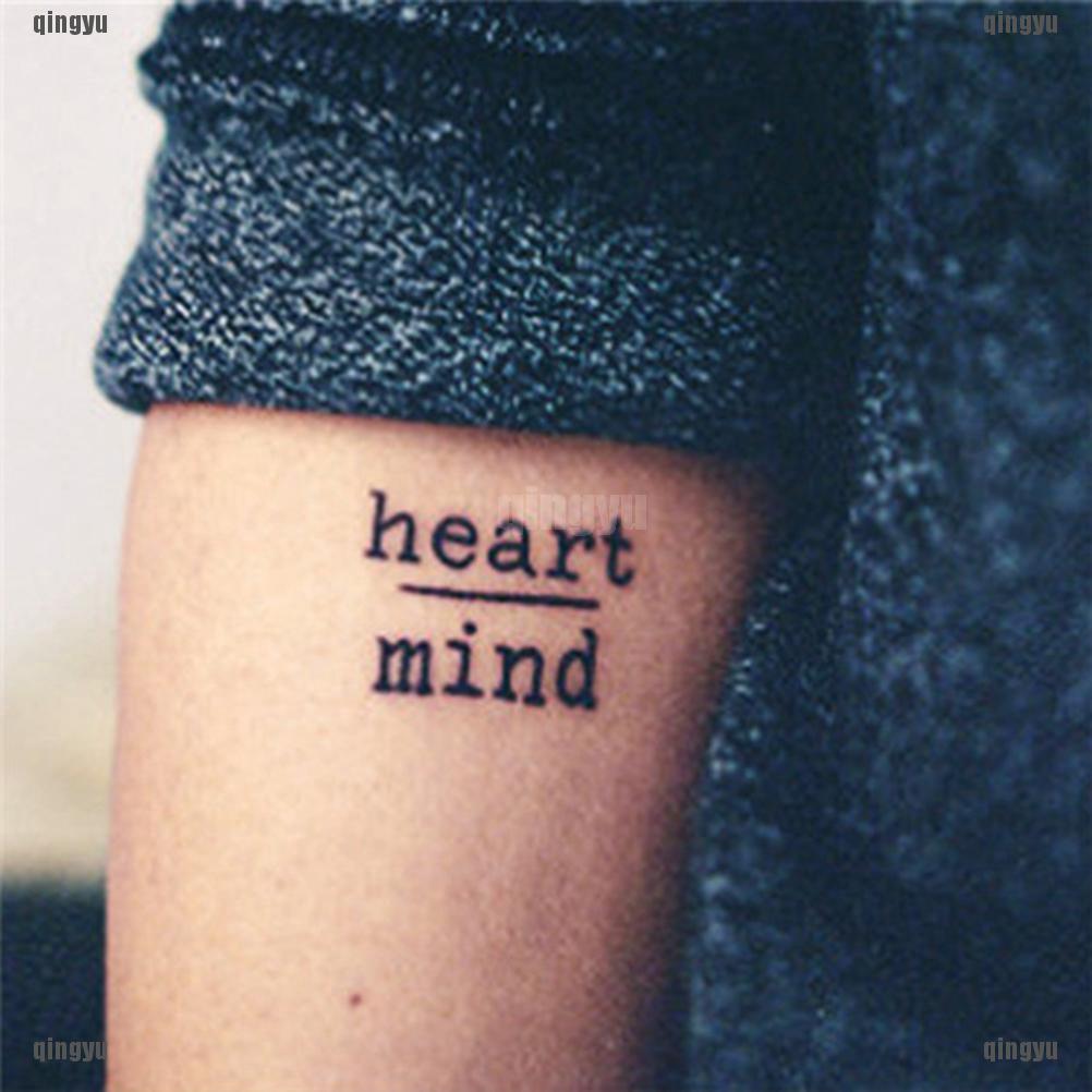 Qyth สติกเกอร์รอยสักชั่วคราว กันน้ํา ลายตัวอักษร Heart Mind