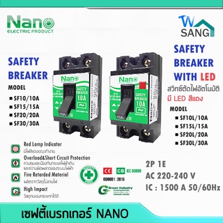 เซฟตี้เบรกเกอร์ NANO (Safety breaker) 10A 15A 20A 30A แบบมีไฟสถานะ ไม่มีไฟสถานะ (1ชิ้น/กล่อง) @wsang