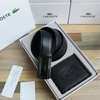 LACOSTE BELT AND WALLET GIFT SET เซตกระเป๋าสตางค์และเข็มขัดหนังสุดหรู