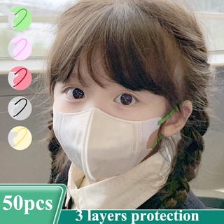 【หน้ากากอนามัย】หน้ากากอนามัย 3d สีขาว สําหรับเด็ก 50 ชิ้น