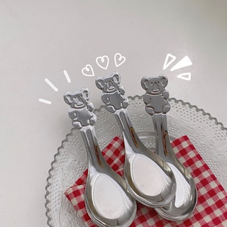 HERA ช้อน ช้อนเกาหลี ช้อนส้อมเกาหลี หมีน่ารัก ช้อนส้อมสแตนเลส Spoon Cute Bear Stainless Steel Cutlery Dinnerware