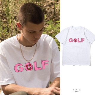 เสื้อยืดแขนสั้น ผ้าฝ้าย พิมพ์ลายโลโก้ GOLF WANG Flame Box แฟชั่นคู่รัก สไตล์ฮิปฮอป