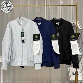 Stone Island ของแท้ 100% เสื้อแจ็กเก็ตเบสบอล กันลม กันน้ํา สไตล์คลาสสิก สําหรับผู้ชาย และผู้หญิง