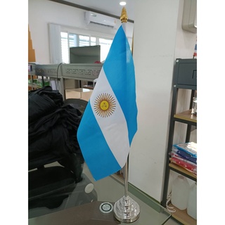 Argentina ธงตั้งโต๊ะ สีเงิน ธงชาติอาร์เจนติน่า สูง 48 cm