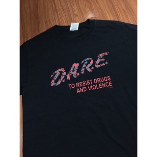 เสื้อยืดผ้าฝ้าย เสื้อยืดมือสอง DARE D.A.R.E. Size S มือ2