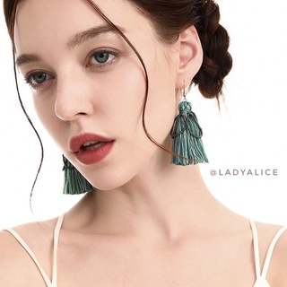 ต่างหูพู่ ต่างหูสวย Cotton Thread Tassel Earrings