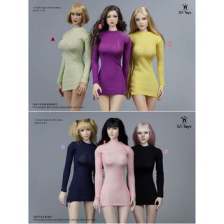 SA Toys SA018 1/6 Female Skinny Dress Elastic Side Zipper High Slit For 12 TBLeague JIAOU Figure Body