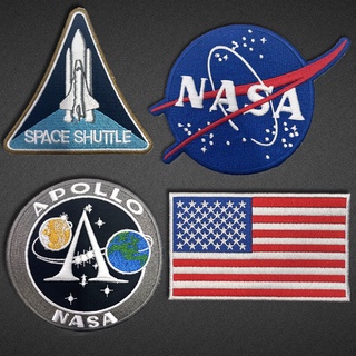 สติกเกอร์ ปักลาย nasa สําหรับตกแต่งเสื้อผ้า กางเกงยีน กระเป๋านักเรียน DIY