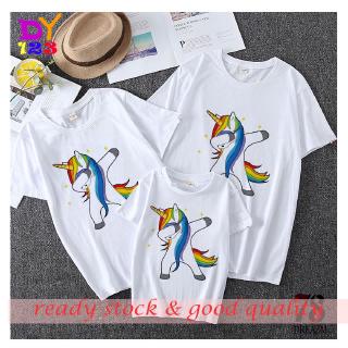 ♥dy123♥new Summer style unicorn female ครอบครัวน่ารัก เสื้อคู่รักคู่รักแขนสั้น Short Sleeve  Family Tshirt  Couple Lover