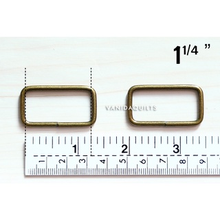 ห่วงสี่เหลี่ยม ขอบกลม สีทองเหลือง 1+1/4 นิ้ว หรือ 3.2 cm (10ชิ้น) (รหัส xun0199)