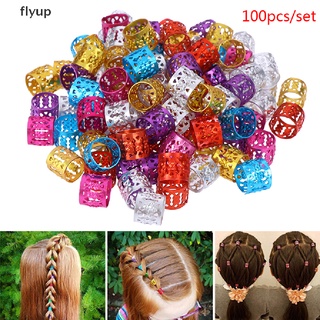 Flyup 100x DIY ลูกปัดเดรดล็อก ปรับได้ ผมถักเปีย แหวน ข้อมือ คลิป ขายส่ง สําหรับเด็ก