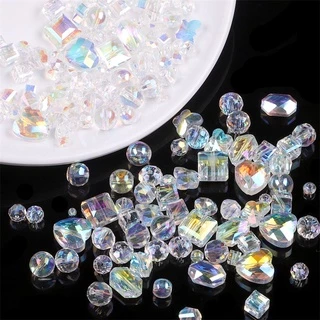 แฟชั่นคริสตัล AB สีลูกปัด Faceted แก้วคริสตัลลูกปัดสําหรับต่างหูสร้อยคอสร้อยข้อมือ DIY เครื่องประดับทําอุปกรณ์เสริม