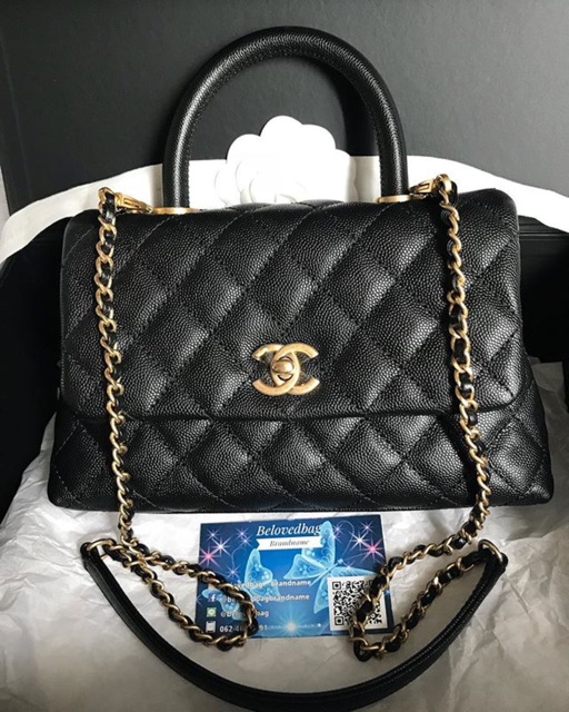 Chanel Coco 9.5” Black Caviar GHW Holo24
