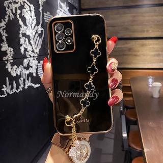 Ready Stock เคสโทรศัพท์ Casing Samsung Galaxy A53 A23 A33 A73 A23 LTE A13 M33 M23 5G 4G 2022 New Handphone Case Plated Straight Edge Silicagel Softcase with Fashion Bracelet Shockproof Cover เคส