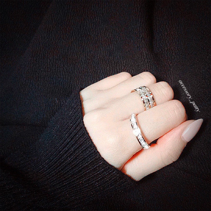 💍แหวนstainlessเส้นเรียบ รุ่นR04 เพชรรอบวง ✨รุ่นนี้ใส่ที่สุดมีติดนิ้วแมทลุคง่ายค่ะ - รูปที่ 2