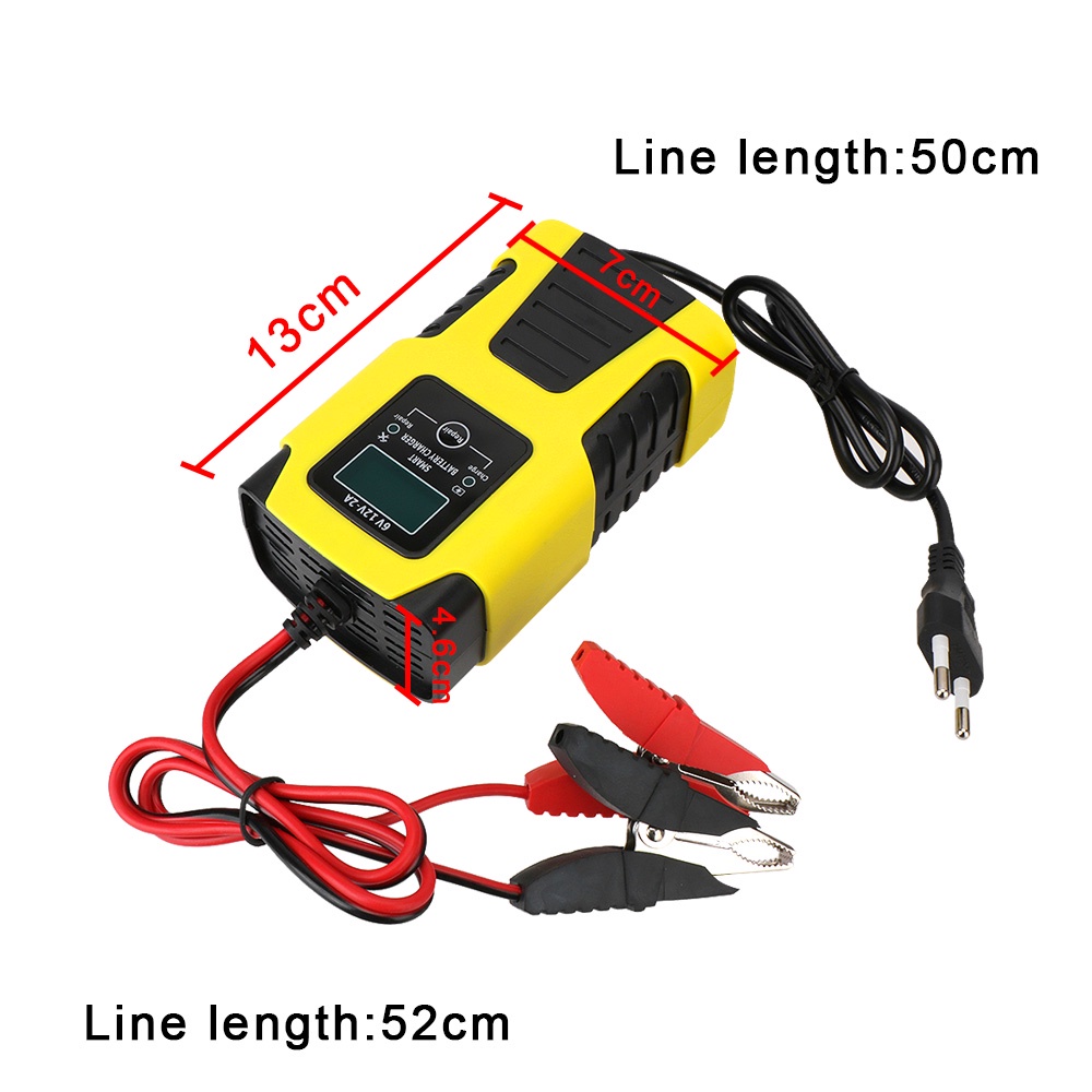 Digital Lcd Display Full Automatic Car Battery Charger Eu Plug 6v12v 2a Power Pulse Repair 4175