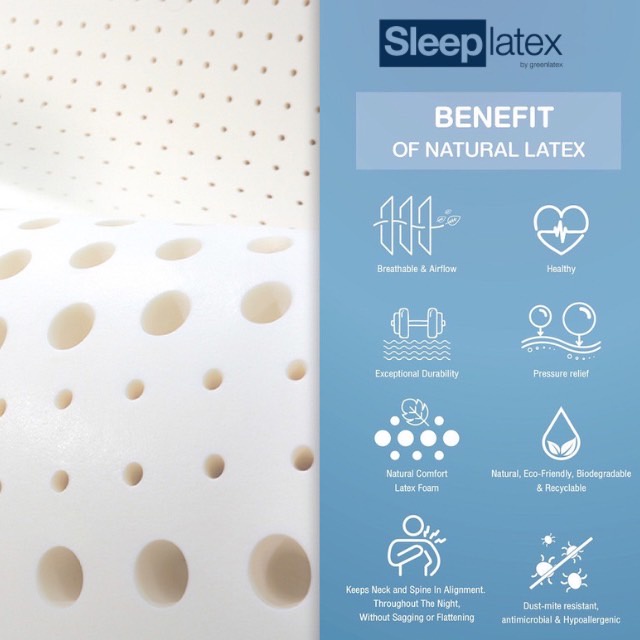 Sleep Latex Sleep to Stand ที่นอน HD Foam 3 นิ้วยางพารา D65 3นิ้ว (แถมหมอนยางพาราผ้าห่มยางพารา