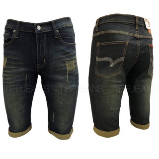 Mens Denim กางเกงยีนส์สามส่วนชาย ผ้ายืด สีฟอกสนิม งานตัดเย็บอย่างดี Size 28-36 รับชำระปลายทาง