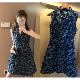 CHANEL LOGO DENIM DRESS