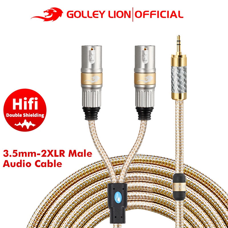 Golley LION สายเคเบิ้ลแจ็คเสียงสเตอริโอ ตัวผู้ 3.5 มม. เป็นตัวผู้ 2XLR 0~30 เมตร - สไตล์หรูหรา