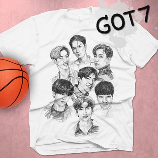 เสื้อGOT7 เสื้อคอกลมสีขาว เสื้อขาว เสื้อยืด ลายเส้น Sketch GOT7