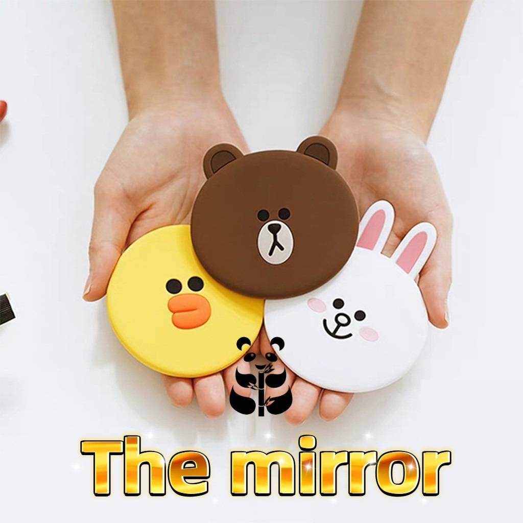 พร้อมส่ง หวีกระจกแต่งหน้ากระจกพกพา หมีสีน้ำตาล ลาย การ์ตูน Friends น่ารักกระจกแต่งหน้า Line พกพา กระจกขนาดเล็ก