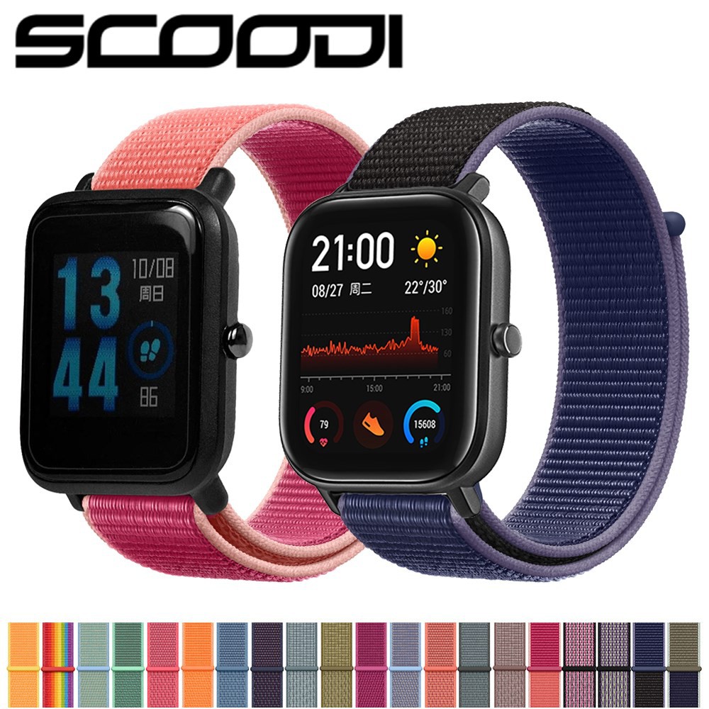 สายนาฬิกาข้อมือไนล่อน 20 มม. สําหรับ Huami Amazfit Bip 3 3 pro U pro S Lite / GTS 4 3 2 2e 2mini 4mini Smart Watch