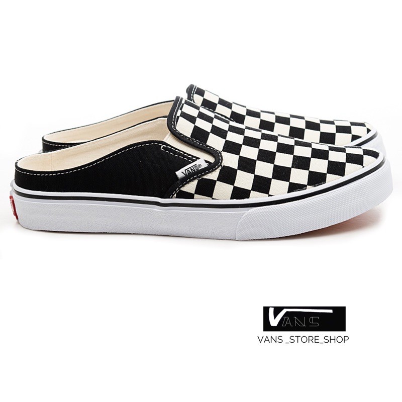 VANS SLIP ON MULE CHECK BLACK TRUE WHITE SNEAKERS (JAPAN 🇯🇵) **ไม่มีขายในไทย สินค้ามีประกันแท้