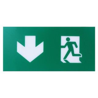 แผ่นป้ายทางออกฉุกเฉิน DELIGHT BLA1 ป้าย ศรลง คนซ้าย EMERGENCY EXIT SIGN DELIGHT BLA1 PERSON EXIT THROUGH DOORWAY LEFT DO