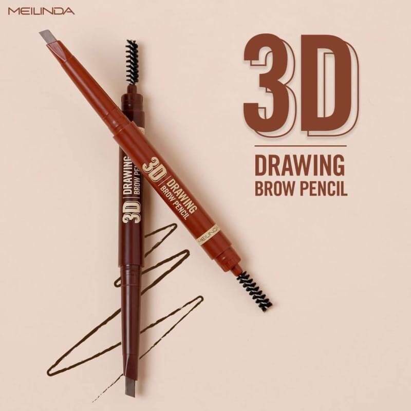 NEWITEM   " MEILINDA 3D Drawing Brow Pencil " ดินสอเขียนคิ้ว มี 2 เฉดสี หัวตัดเรียวเล็ก เมลินดา กันน้ำ