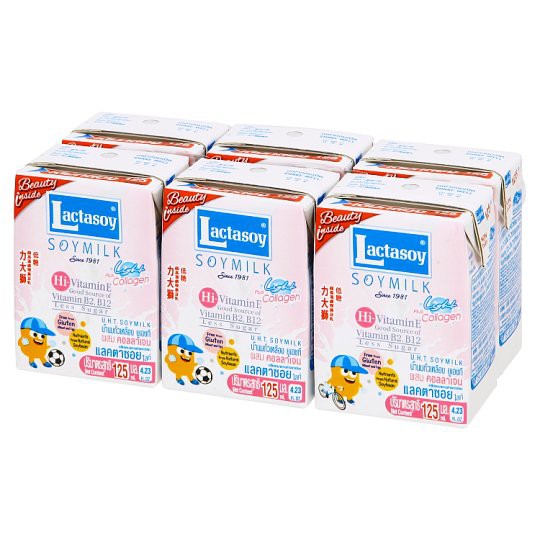 🔥แนะนำ!! แลคตาซอย ไลท์พลัสคอลลาเจน น้ำนมถั่วเหลือง ยูเอชที ผสมคอลลาเจน 125มล. x 6 กล่อง Lactasoy Lig
