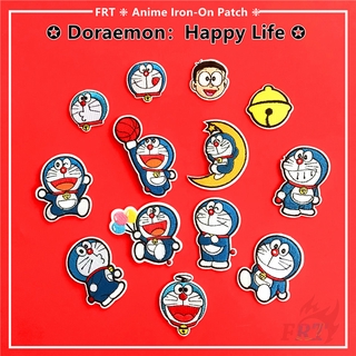 แผ่นแพทช์ ปักลาย Doraemon : Happy Life สําหรับตกแต่งเสื้อผ้า 1 ชิ้น