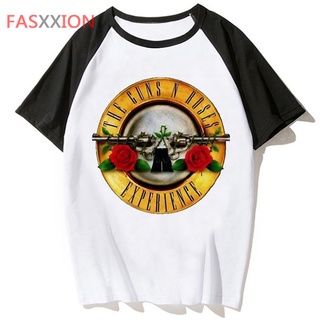 เสื้อยืด พิมพ์ลายกราฟิก Guns And Roses kawaii สไตล์วินเทจ สีขาว สําหรับผู้ชาย คู่รัก