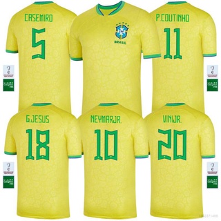 เสื้อกีฬาแขนสั้น ลายทีมชาติฟุตบอล Brazil Jersey Casemiro Jesus Neymar ViniJR Plus 22-23 ชุดเหย้า สําหรับผู้ชาย และผู้หญิง