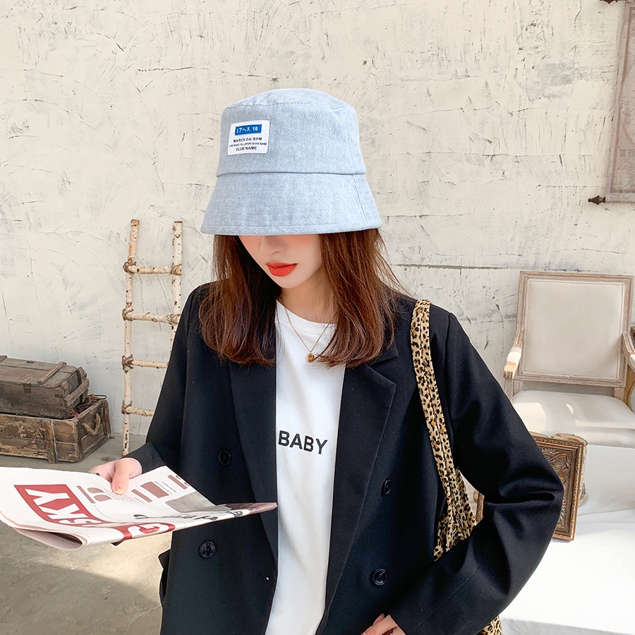 หมวกยีนถังหนังวัวกระดุมสไตล์เกาหลีสําหรับผู้ชายและผู้หญิง- nc168