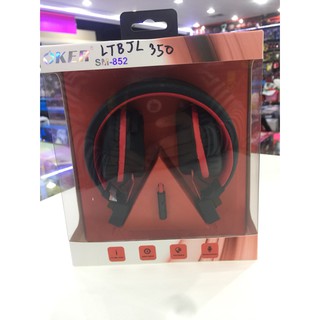 OKER หูฟัง SM-852 Foldable HEADPHONES WITH IN-LINE MIC แจ๊ค3.5mm 1อัน สมอลทอร์ค สีแดง