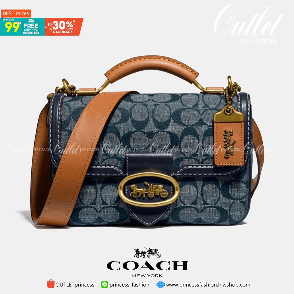 Coach Riley Top Handle 22 In Signature  Signature chambray and glovetanned leather