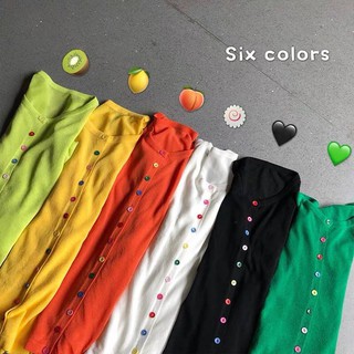Cadiganกระดุมรุ้ง เสื้อคาร์ดิแกน แต่งกระดุมสี มี 6 สี ถามสต๊อคสินค้าก่อนสั่งซื้อนะคะ