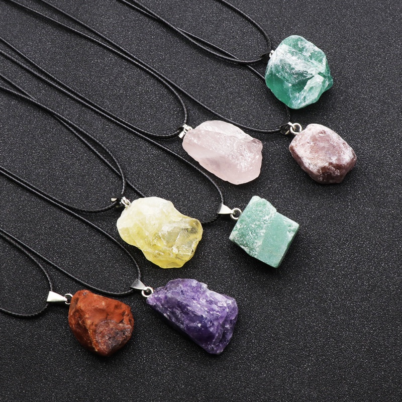 ธรรมชาติ rubble Mystery สร้อยคอหินดิบลาเวนเดอร์ Labrador หินบุษราคัมสีฟลูออไรต์คริสตัลจี้คริสตัลไม่สม่ําเสมอ Simple healing เครื่องประดับผู้หญิง