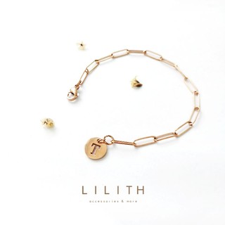 Lilith - Rose gold  Bracelet Alphabet สร้อยข้อมือ โซ่ จี้ตัวอักษร