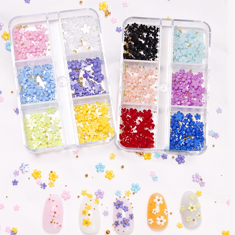 Limegirl เครื่องประดับ รูปดอกไม้ห้ากลีบ สีแดง ขนาดเล็ก สีขาว สําหรับตกแต่งเล็บ