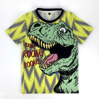 HLurban เสื้อยืดเด็ก คอกลม แขนสั้น พิมพ์ลายไดโนเสาร์ Dinosaur ทีเร็กซ์ T-rex ใส่ได้ทั้งเด็กผู้ชาย เด็กผู้หญิง ผ้าดี