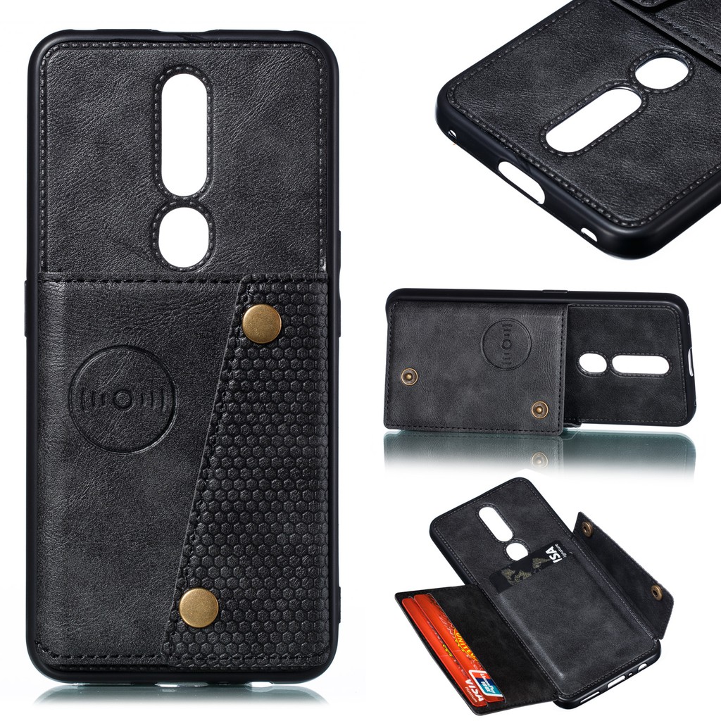 Oppo A17 A53 A92 A31 A9 A5 2020 A91 F11 Pro A52 Realme c12 c15 8i หลายแม่เหล็กพลิกหนังเคสโทรศัพท์พร้อมช่องใส่การ์ด