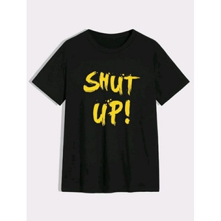 พร้อมส่ง!!เสื้อยืดคอกลมสีดำลายshut up ราคาถูกทีสุด