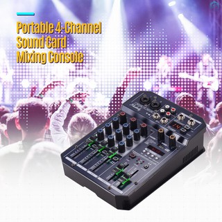 ♪【ready stock】♩♩Muslady T4 Portable 4-Channel Sound Card Mixing Console Audio Mixer Built-in 16 DSP 48V Phantom power Supports BT Connection MP3 Player Recording Function 5V power Supply for DJ Network Live Broadcast Karaoke