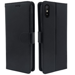 เคสหนังฝาพับ สำหรับ Redmi 9A มีช่องใส่นามบัตรพร้อมสายห้อยมือ