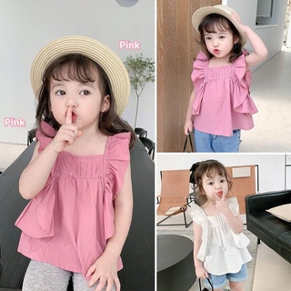 ❀Qinzi เสือดาว❀พร้อมส่ง เสื้อเชิ้ตแขนสั้น ผ้าฝ้าย สไตล์เจ้าหญิง แฟชั่นฤดูร้อน สําหรับเด็กผู้หญิง