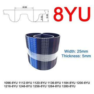 1Pc Width 25mm 8YU Rubber Arc Tooth Timing Belt Pitch Length 1096 1112 1120 1136 1184 1200 1216 1248 1256 1264 1280mm Dr